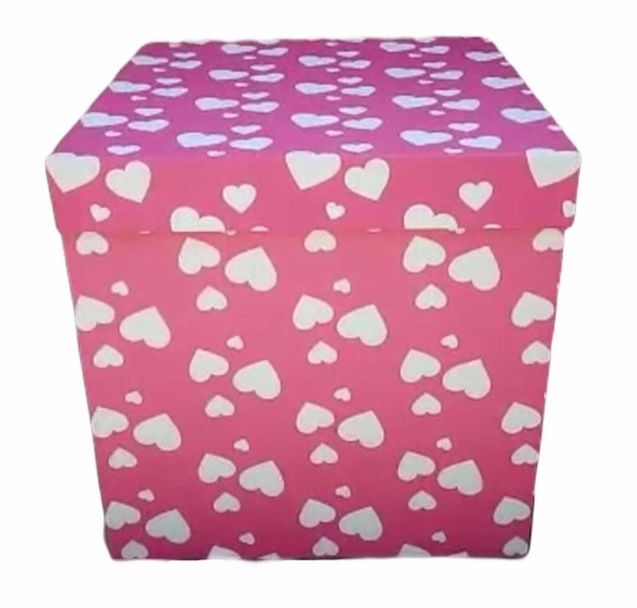 Коробка для шаров 70*70*70 розовая с сердечками 20000424