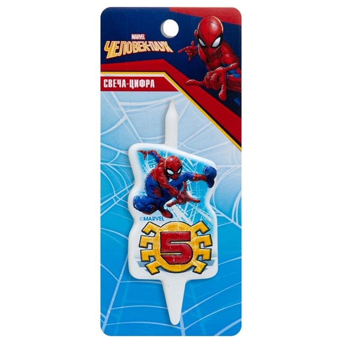 Свеча Цифра 5 Человек-Паук 7см 3535