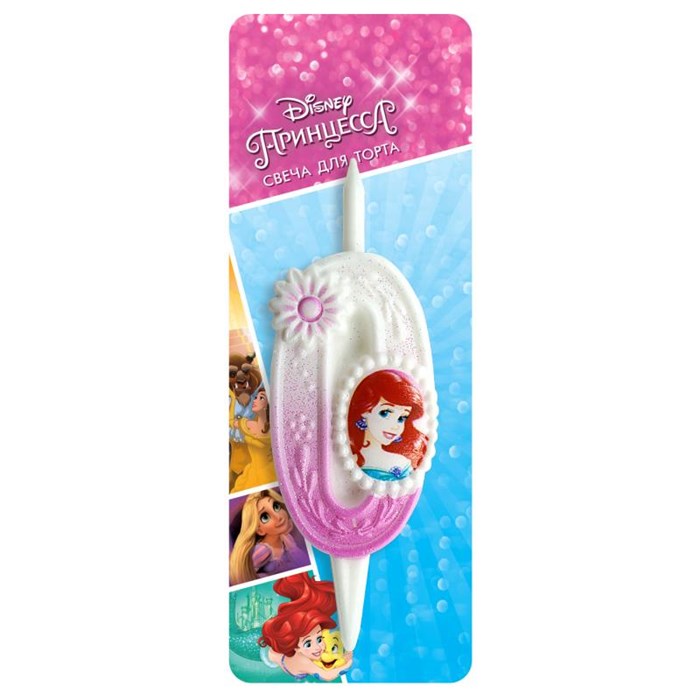Свеча Цифра 0 Принцессы Диснея 10см 2910