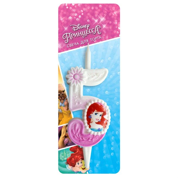 Свеча Цифра 5 Принцессы Диснея 10см 2915