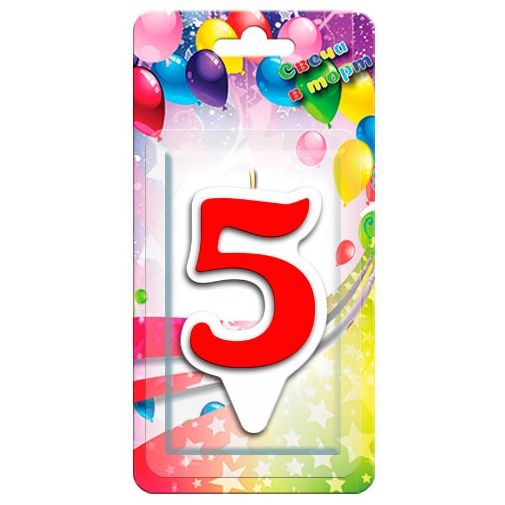 Свеча Цифра 5 Волна Красная 1047-SM