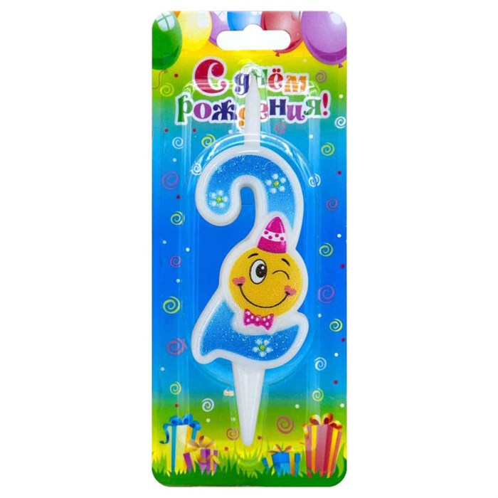 Свеча Цифра 2 Смайлик 3202