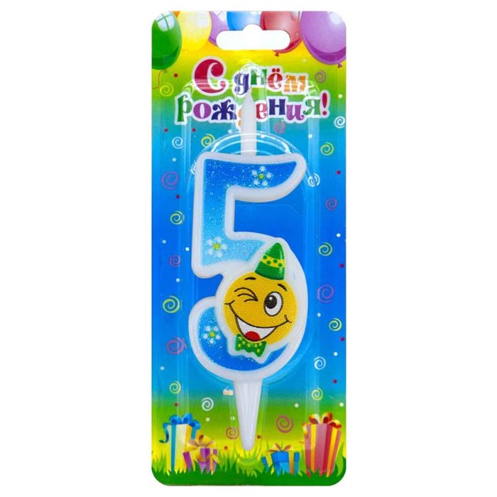 Свеча Цифра 5 Смайлик 3205