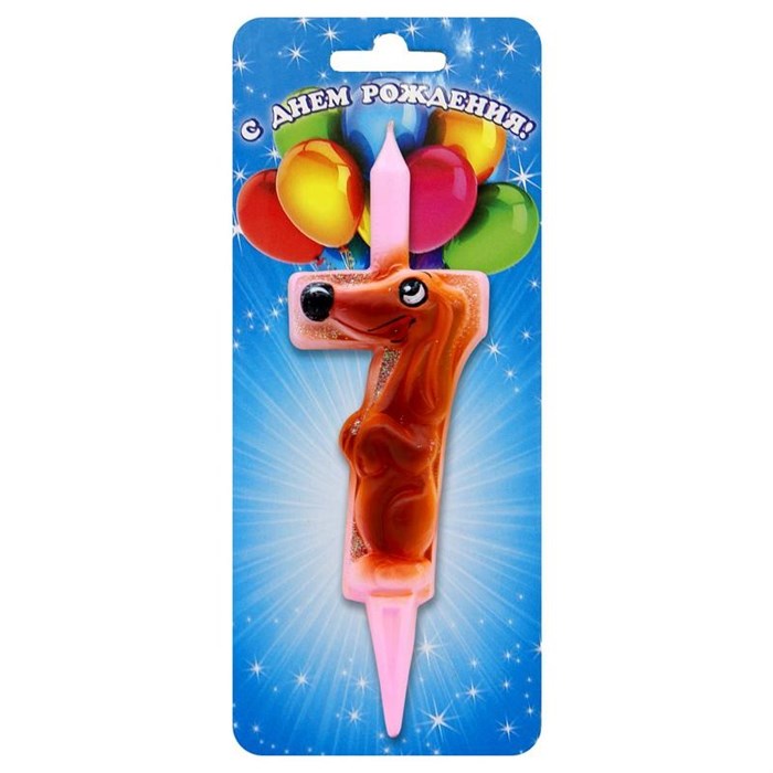 Свеча Цифра 7 Со зверушками 3049