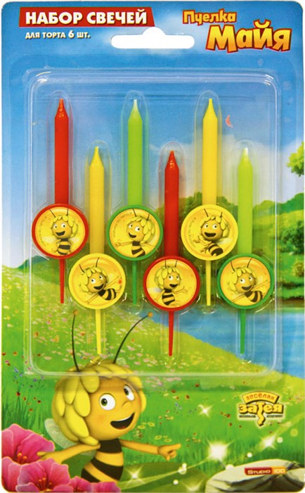 Свечи Пчелка Майя на подставках 6шт 1502-1390