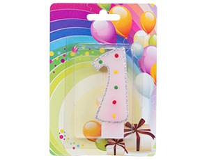 Свеча Цифра 1 Розовая блеск 8см 1502-3784 1502-3784