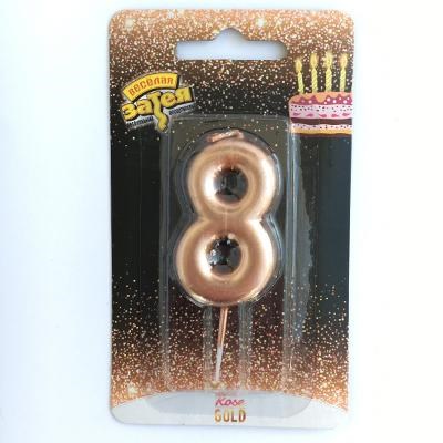Свеча Цифра 8 Розовое золото 4,5см 1502-3008 1502-3008