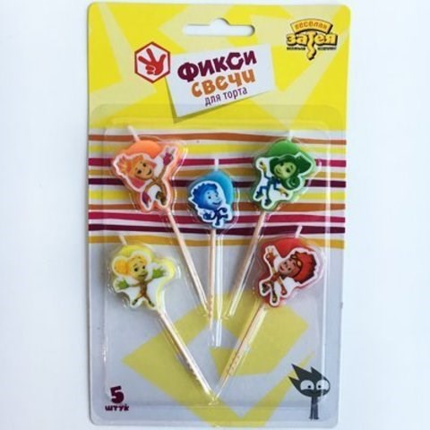 Свечи на шпажках Фиксики 5шт 1502-2860 1502-2860