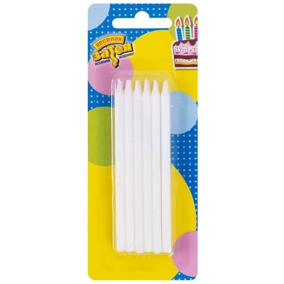 Свечи для торта Белые 10см 12шт 1502-5232