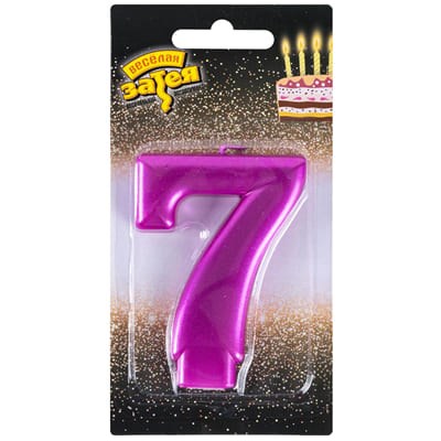 Свеча Цифра 7 Ярко-розовая 8см 1502-6101