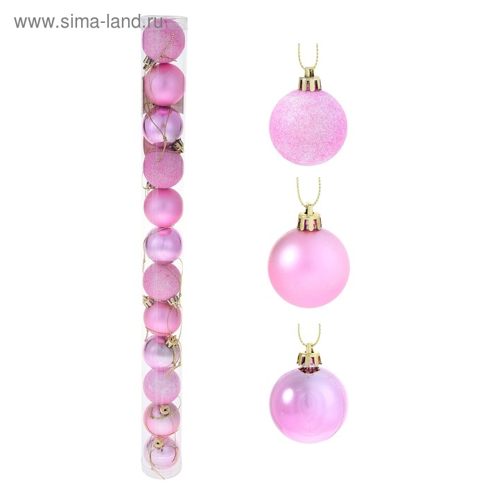 Набор шаров пластик d-4см 12шт Розовый перелив 1023306 1023306