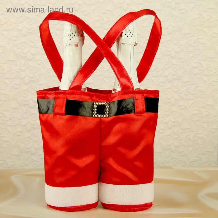 Чехол-сумка для бутылок Штаны Деда Мороза цвет красный 2884881 2884881