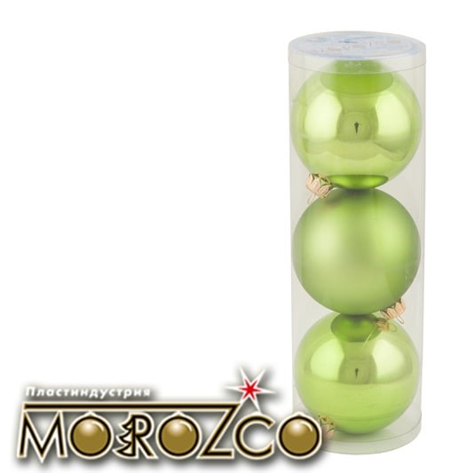 Набор шаров пластик d-8,5см 3шт Зеленый ТН85007 ТН85007