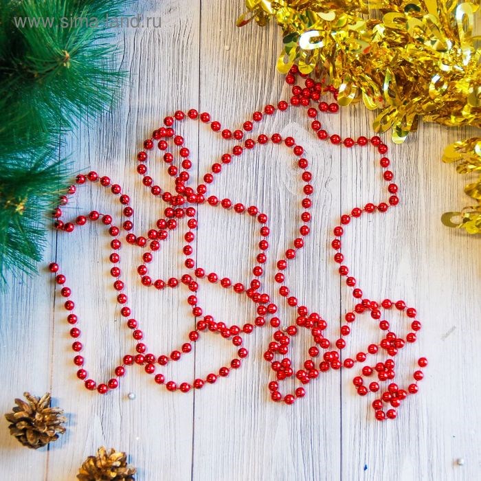 Бусы на елку 2,7м Шарики красные d-7мм 2371385 2371385