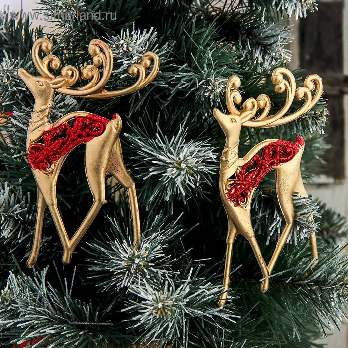 Украшение елочное Олень с узорами блеск 2шт 7,5*13см 3570499 3570499