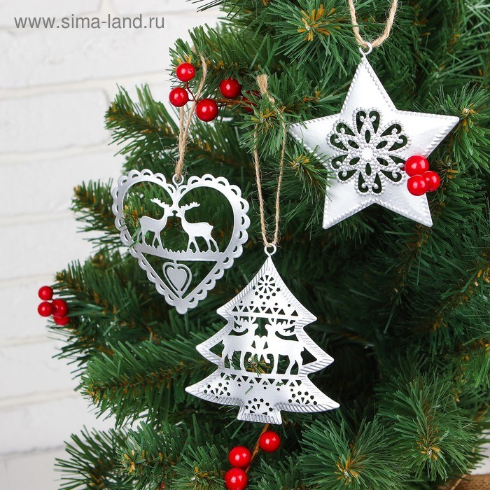 Подвеска металлическая Новогодние чудеса серебро 3567205 3567205
