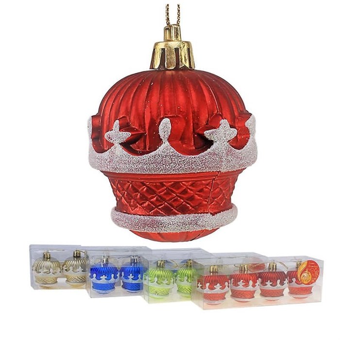 Украшение новогодние Корона 4шт 7см красный 706723 706723