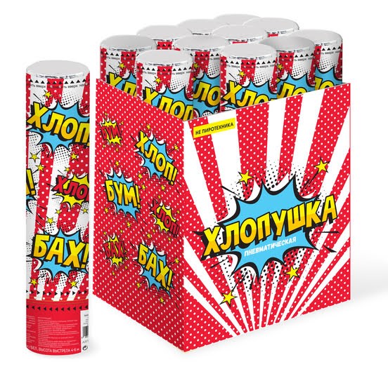 Хлопушка Бумфети 30см Цирк Яркий праздник Бум серпантин Красный/Белый  823156 823156