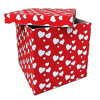 Коробка для шаров 70*70*70 красная с сердечками 20000387