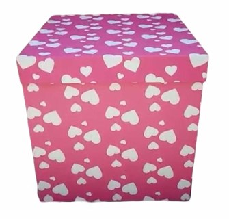 Коробка для шаров 70*70*70 розовая с сердечками 20000424