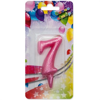 Свеча Цифра 7 Розовый Перламутр 8см 1435