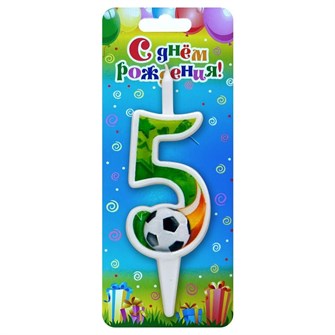 Свеча Цифра 5 Футбольный мяч 10см 0655