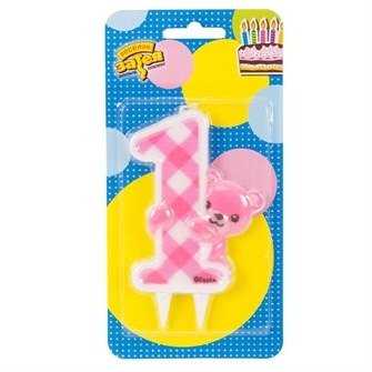 Свеча Цифра 1 Медвежонок девочка/G 1502-4069