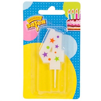 Свеча Цифра 4 Звезды 5см 1502-4228