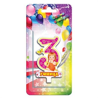 Свеча Цифра 3 Комплимент Умница 1174-SM