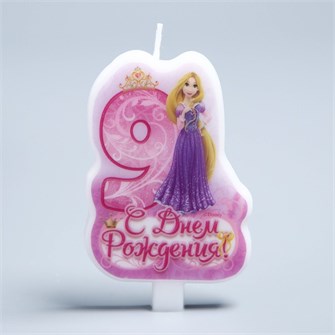 Свеча Надпись С днем рождения! Цифра 9 Принцессы 9,3*15,3см 1169298 1169298