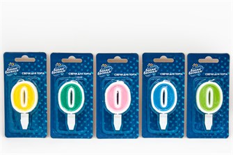 Свеча Цифра 0 Ассорти 5см (наличие цвета необходимо уточнять) 132600