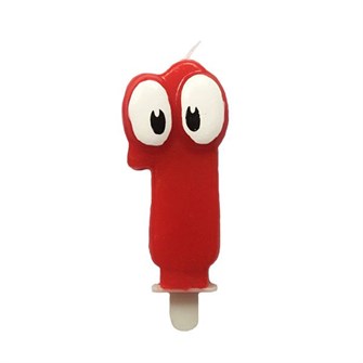 Свеча Цифра 1 Красная С глазками 6,5см 3312141R 6050689