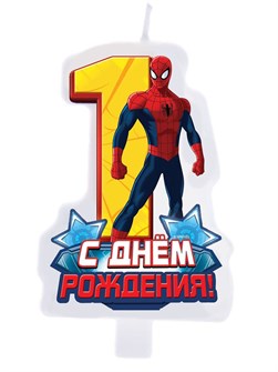 Свеча Цифра 1 С днем рождения! Человек Паук 9*15см 1169271 1169271