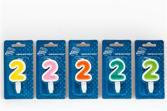 Свеча Цифра 2 Ассорти 5см (наличие цвета необходимо уточнять) 132602