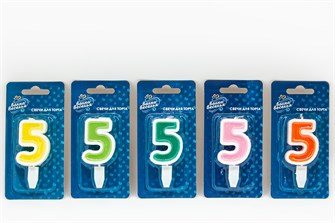 Свеча Цифра 5 Ассорти 5см (наличие цвета необходимо уточнять) 132605