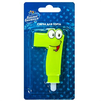 Свеча Цифра 7 глазки 7,5см с держателем 803127