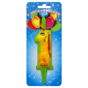 Свеча Цифра 1 Со зверушками 3043