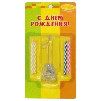Свечи 4шт с мигающим держателем 7см Цифра 1 6049973
