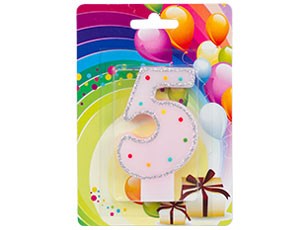 Свеча Цифра 5 Розовая блеск 8см 1502-3788 1502-3788