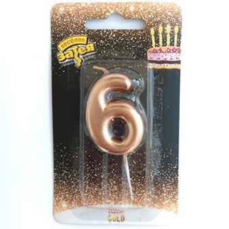 Свеча Цифра 6 Розовое золото 4,5см 1502-3006( 1502-3006