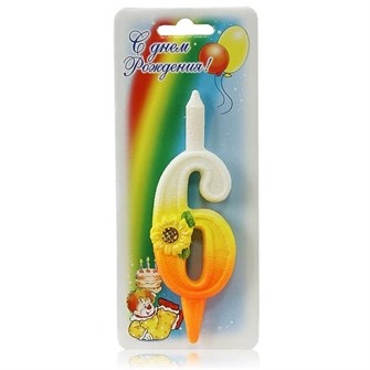 Свеча Цифра 6 Солнечная 3036