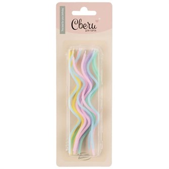 Свечи Коктейльные Тонкие спирали Ассорти Макарунс 0,2*12 см 12 шт. 183556