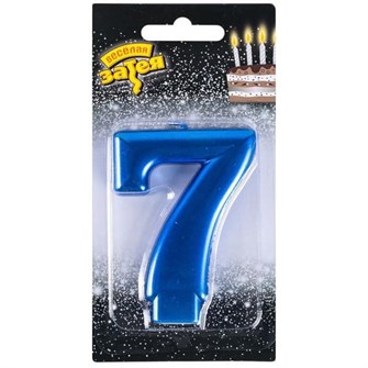 Свеча Цифра 7 Синяя 8см 1502-6111