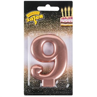 Свеча Цифра 9 Розовое золото 8см 1502-6123