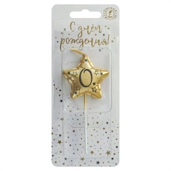 Свеча Звезда 0 Золото Металлик 9 см 0900