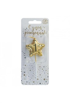 Свеча Звезда 1 Золото Металлик 9 см 0901