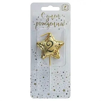 Свеча Звезда 2 Золото Металлик 9 см 0902