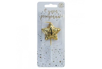 Свеча Звезда 4 Золото Металлик 9 см 0904