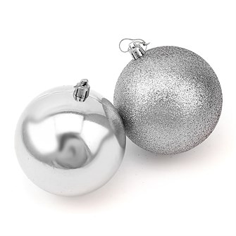Новогодние шары Серебряные 10см набор 2шт 19942-PB