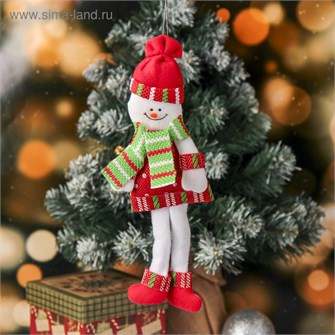 Подвеска мягкая Снеговик 9*26см блеск кружки 3544127 3544127